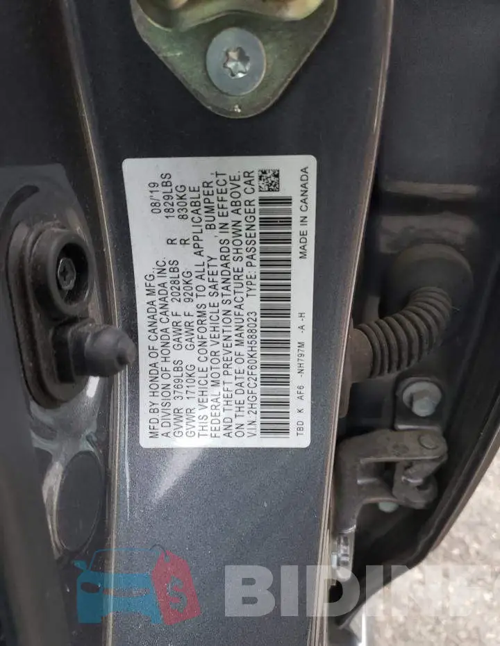 2HGFC2F60KH588023 Photo# 10