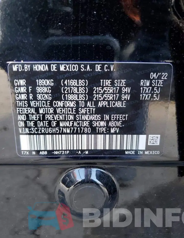 3CZRU6H57NM771780 Photo# 10