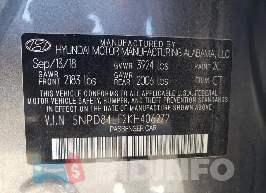 5NPD84LF2KH406272 Photo# 10