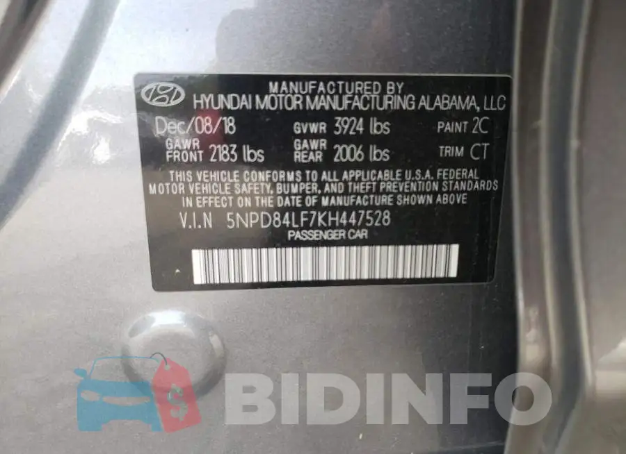 5NPD84LF7KH447528 Photo# 10