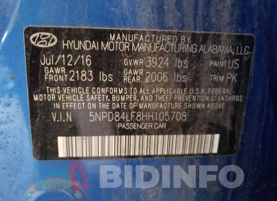 5NPD84LF8HH105708 Photo# 10
