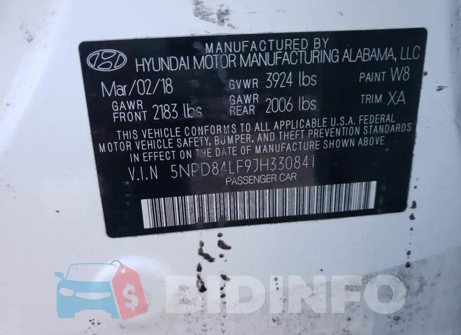 5NPD84LF9JH330841 Photo# 10