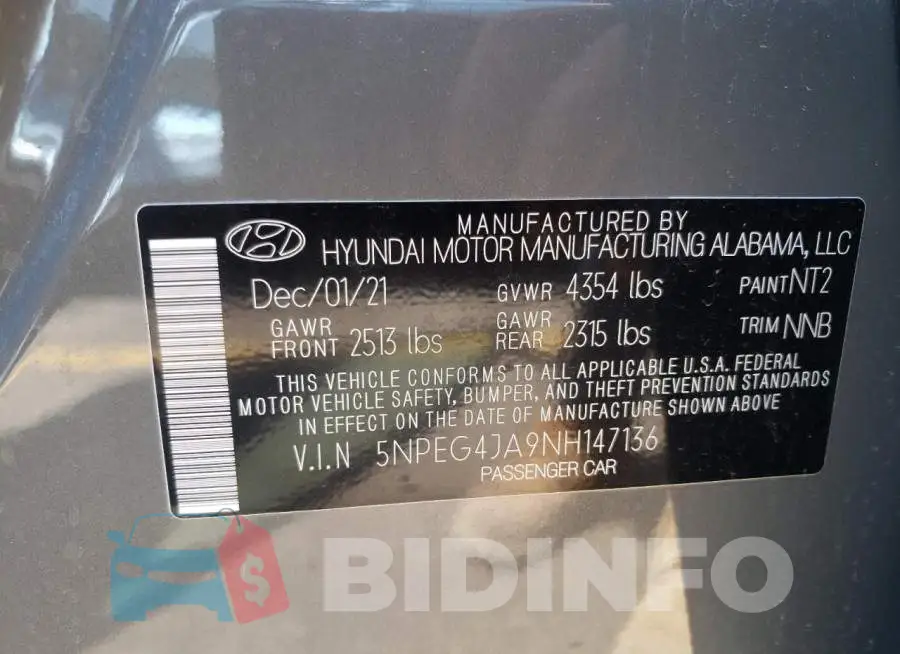 5NPEG4JA9NH147136 Photo# 10