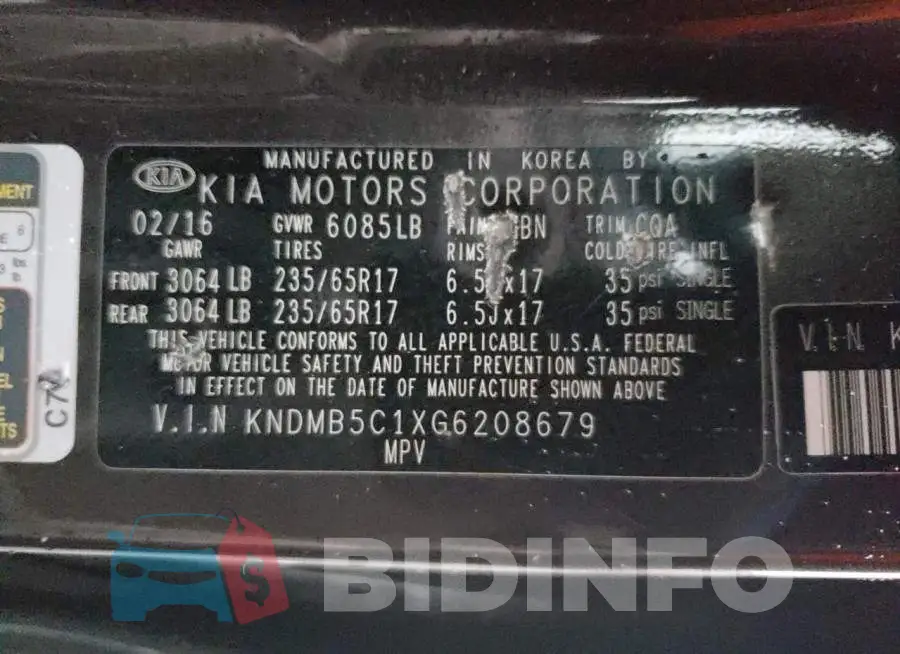KNDMB5C1XG6208679 Photo# 13