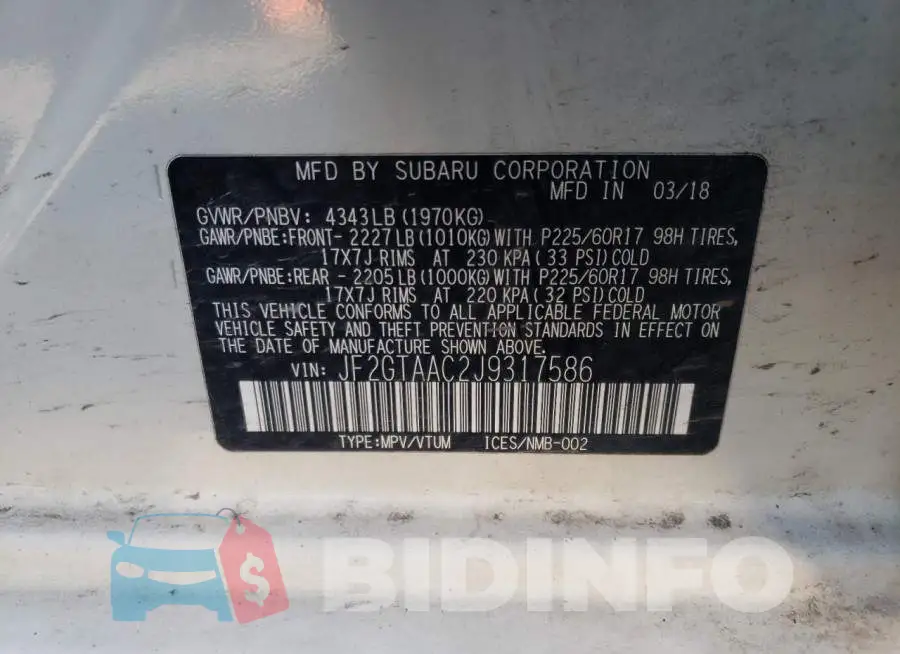 JF2GTAAC2J9317586 Photo# 10