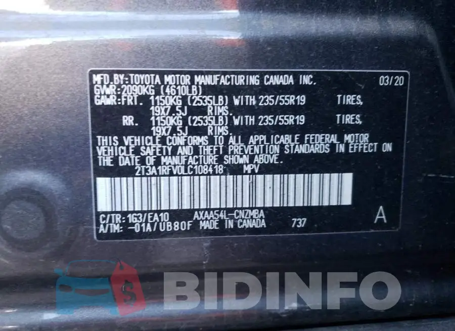 2T3A1RFV0LC108418 Photo# 10