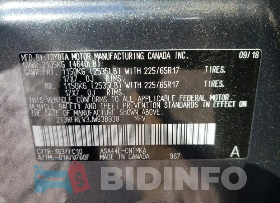 2T3RFREV3JW838938 Photo# 10