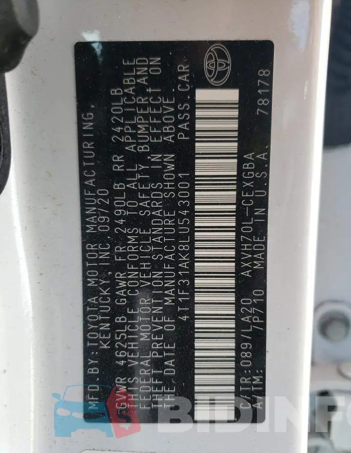 4T1F31AK8LU543001 Photo# 10