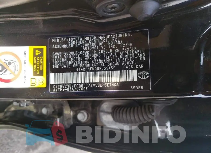 4T4BF1FK0GR559459 Photo# 10