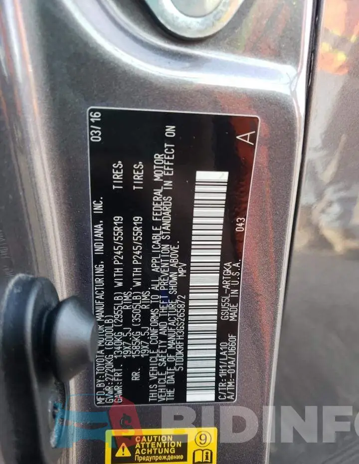 5TDDKRFH3GS265872 Photo# 13