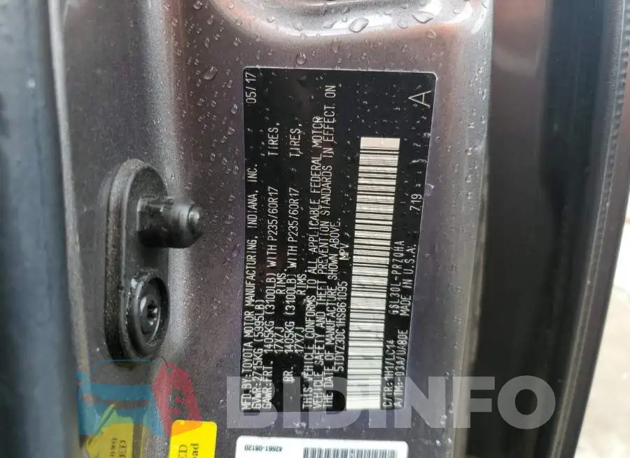 5TDYZ3DC1HS861095 Photo# 10