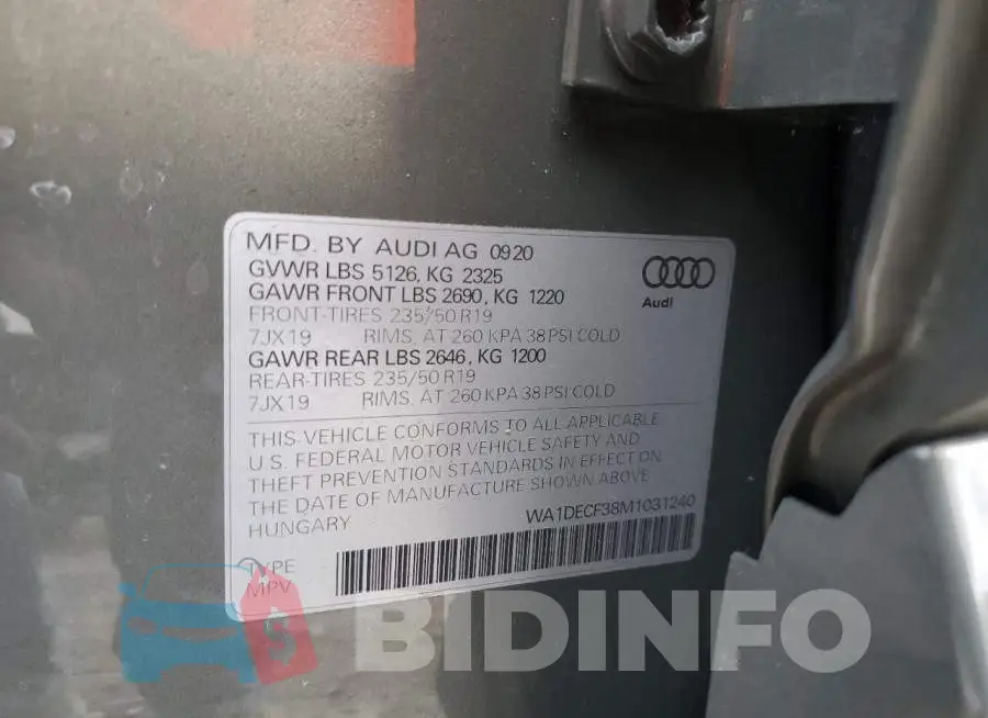 WA1DECF38M1031240 Photo# 10