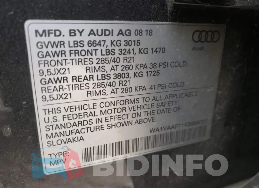 WA1VAAF71KD004707 Photo# 10
