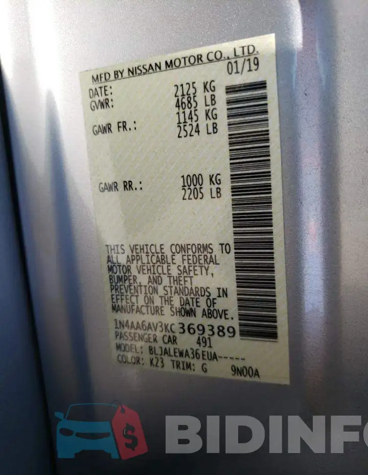 1N4AA6AV3KC369389 Photo# 10