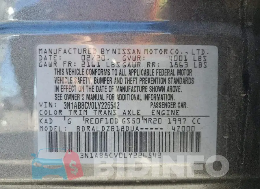 3N1AB8CV0LY226542 Photo# 10