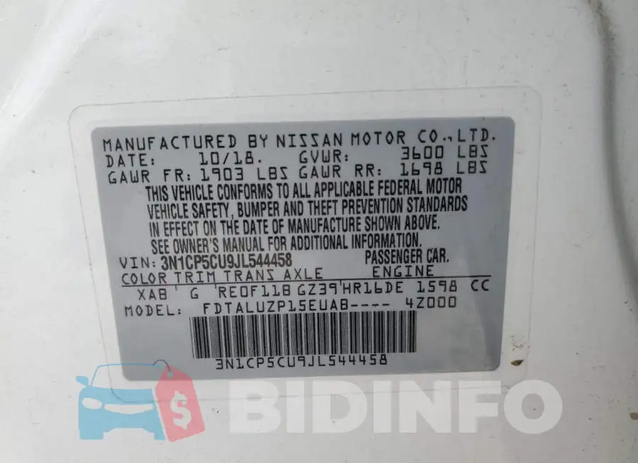 3N1CP5CU9JL544458 Photo# 10