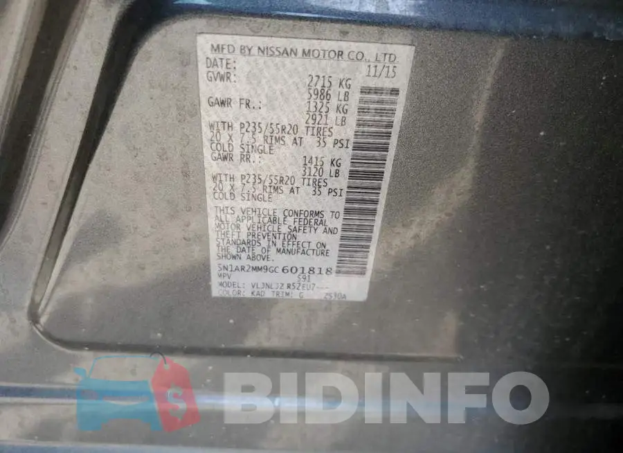 5N1AR2MM9GC601818 Photo# 10