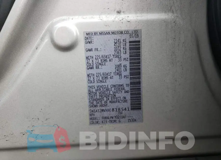 5N1AT2MVXKC818541 Photo# 10
