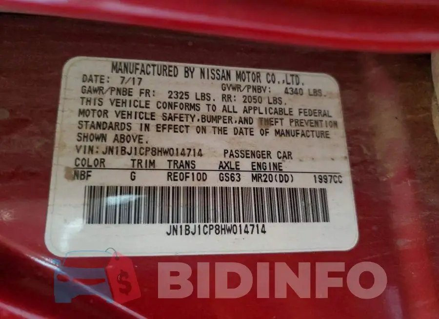 JN1BJ1CP8HW014714 Photo# 12