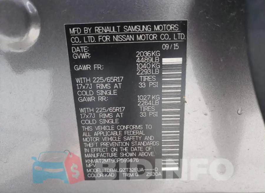 KNMAT2MT9GP599476 Photo# 10