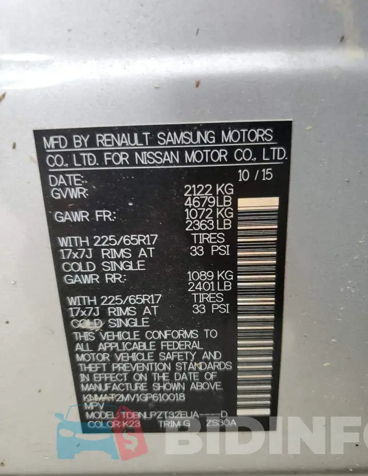 KNMAT2MV1GP610018 Photo# 10