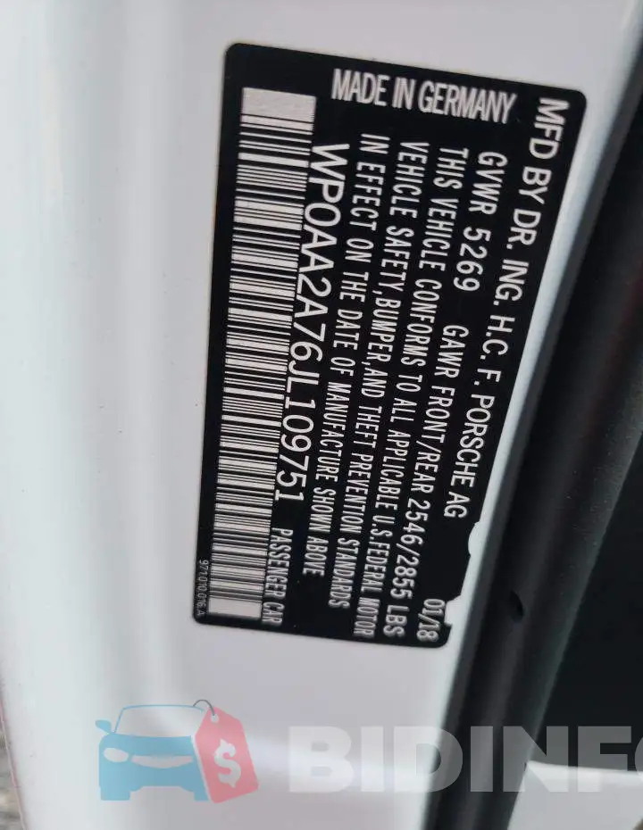 WP0AA2A76JL109751 Photo# 12