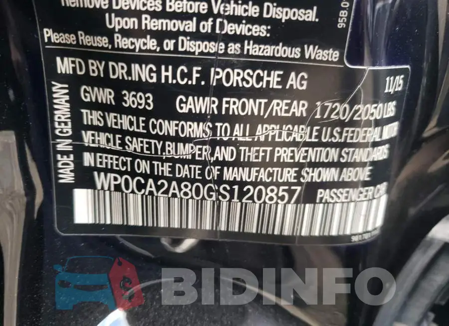 WP0CA2A80GS120857 Photo# 10