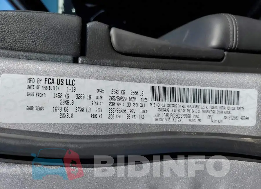 1C4RJFCG9KC679168 Photo# 10