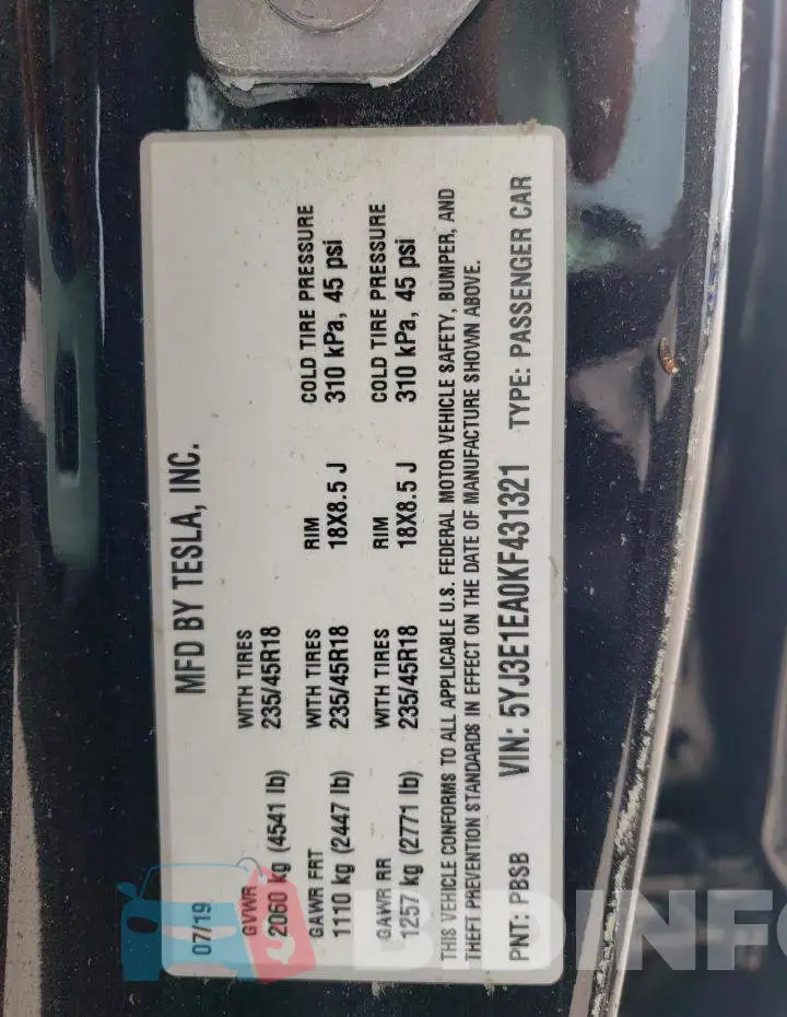 5YJ3E1EA0KF431321 Photo# 10