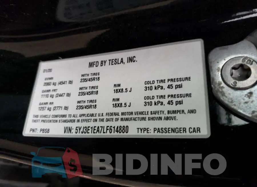 5YJ3E1EA7LF614880 Photo# 12
