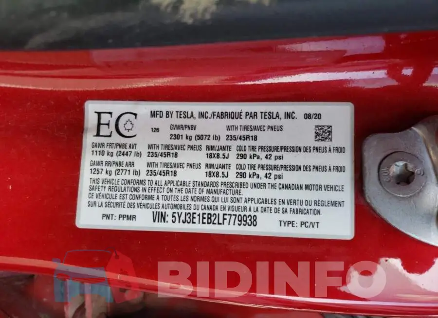 5YJ3E1EB2LF779938 Photo# 12
