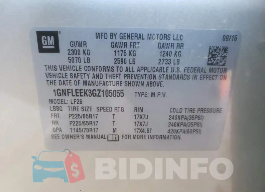 1GNFLEEK3GZ105055 Photo# 10