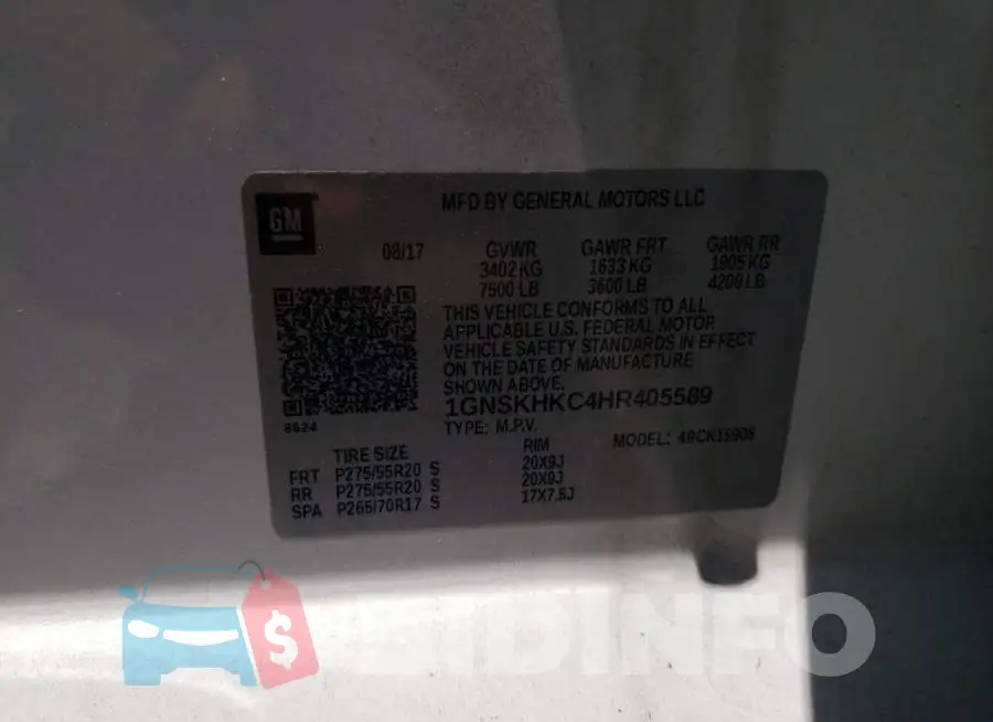 1GNSKHKC4HR405589 Photo# 10
