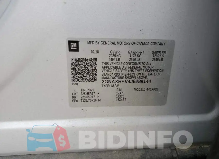 2GNAXHEV4J6289144 Photo# 10