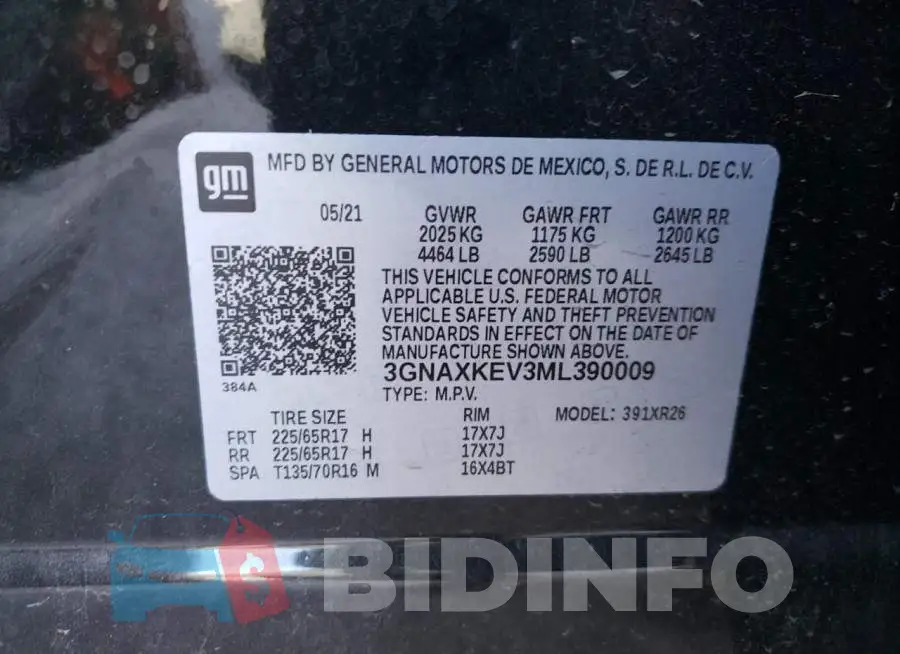 3GNAXKEV3ML390009 Photo# 10