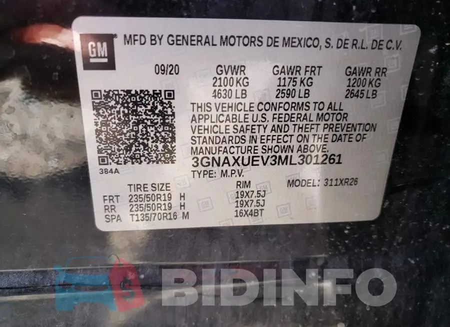3GNAXUEV3ML301261 Photo# 10