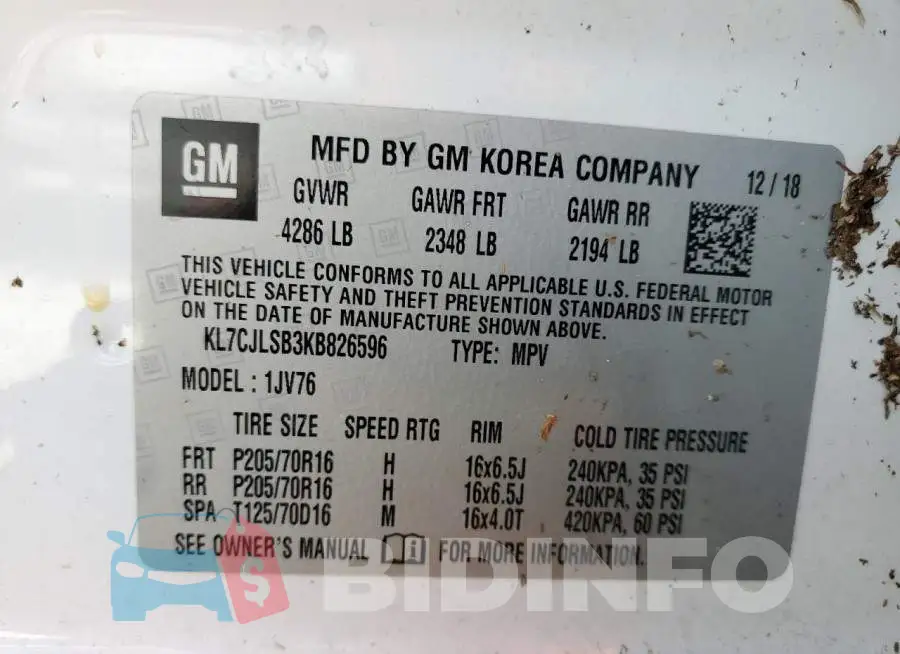 KL7CJLSB3KB826596 Photo# 10