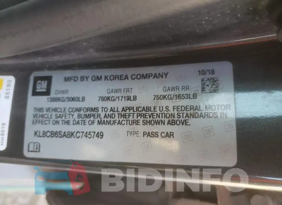 KL8CB6SA8KC745749 Photo# 10