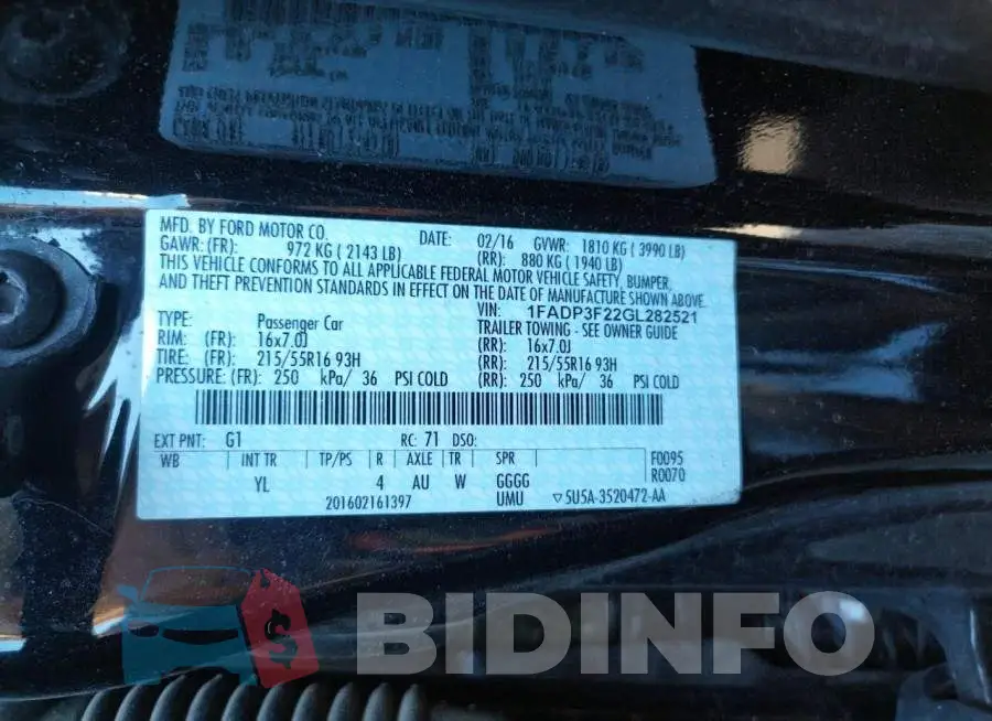 1FADP3F22GL282521 Photo# 10