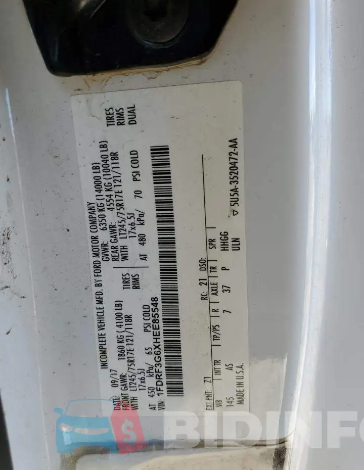 1FDRF3G6XHEE85548 Photo# 10
