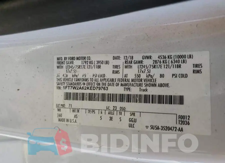 1FT7W2A62KED79763 Photo# 10