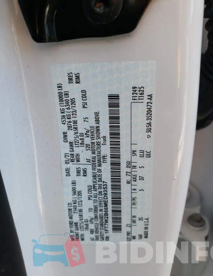 1FT7W2B66MED93537 Photo# 12