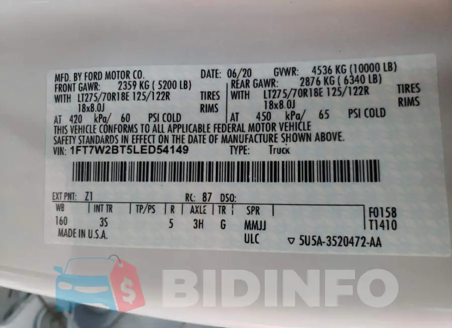 1FT7W2BT5LED54149 Photo# 10