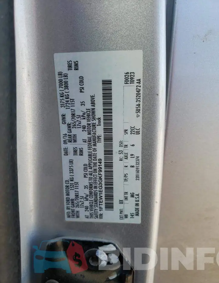 1FTEW1EG3GKF99149 Photo# 10