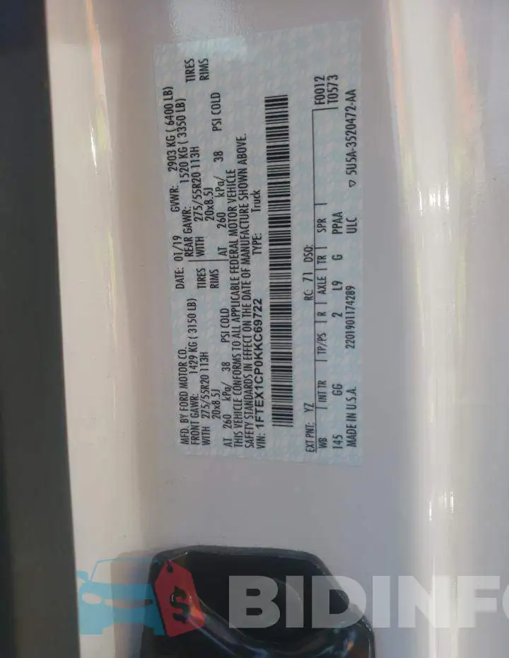1FTEX1CP0KKC69722 Photo# 10