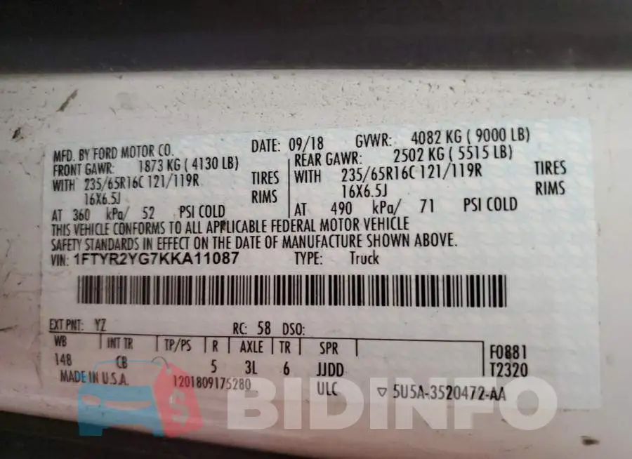 1FTYR2YG7KKA11087 Photo# 10