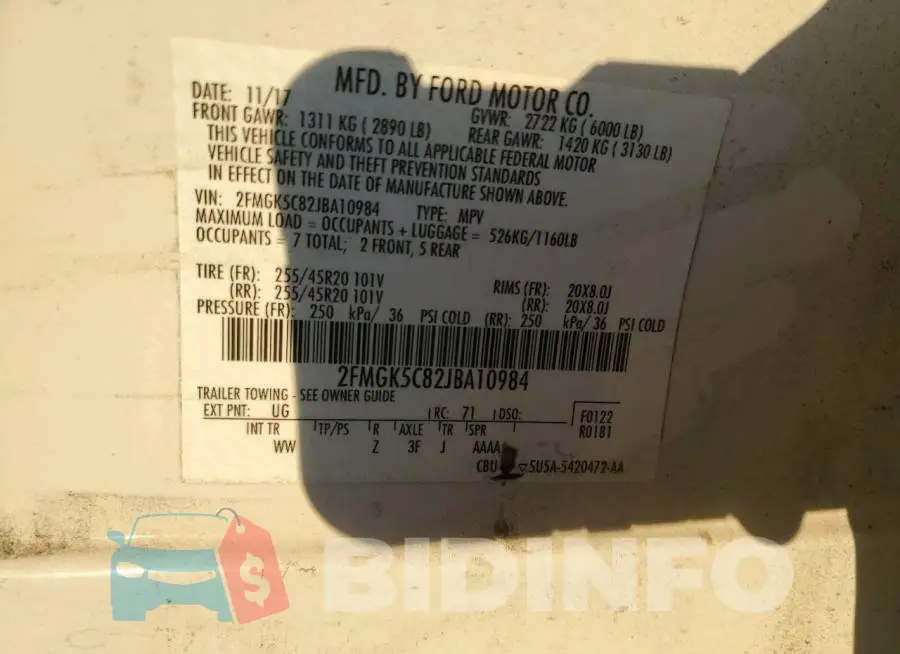 2FMGK5C82JBA10984 Photo# 10