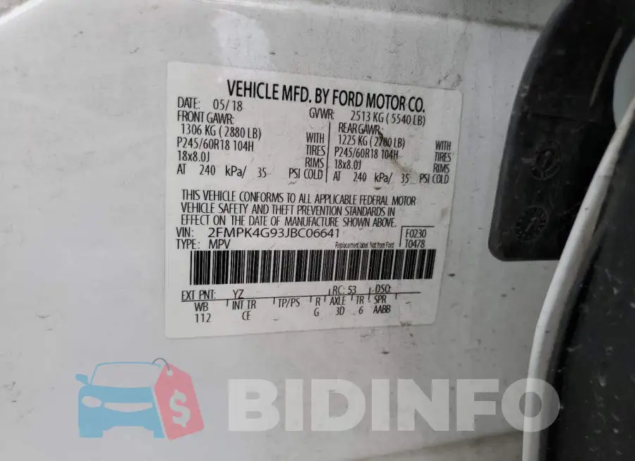 2FMPK4G93JBC06641 Photo# 10