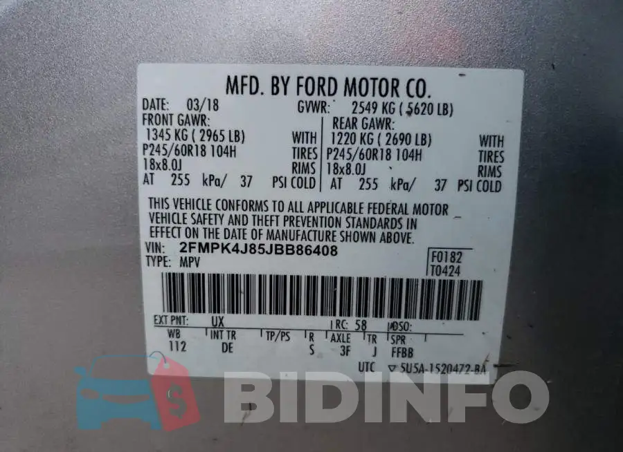 2FMPK4J85JBB86408 Photo# 10