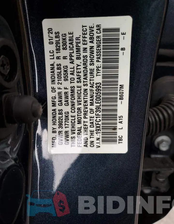19XFC1F39LE005993 Photo# 10